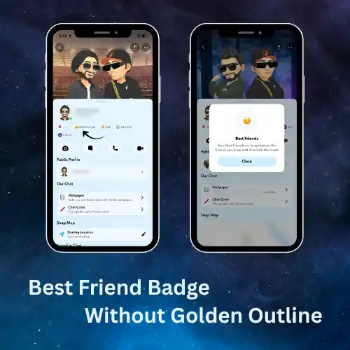 Snapchat's Best Friends badge without golden outline showing no Solar System planet popup on profile